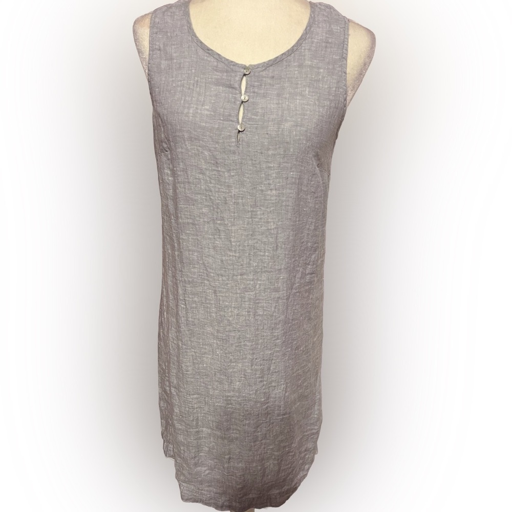 St. Tropez West Light Blue Linen Dress 6